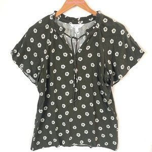 (A4c) Market Spruce Floral Flutter-sleeve top, Size S, NWT